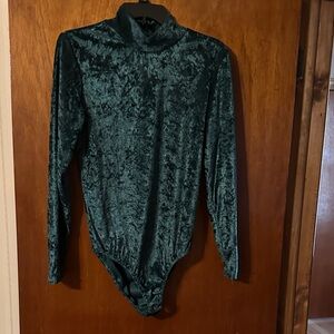 Emerald Velvet Long Sleeve Bodysuit